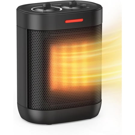 1000W Small Space Heaters for Indoor Use, PTC Ceramic Personal Heater with Overheating & Tip-Over Protection, Quiet Heating for Desktop Office Home