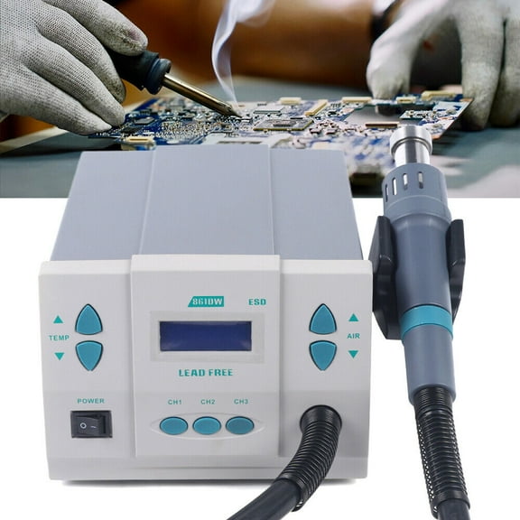 861DW 1000W Grey Soldering Hot Air Heat Gun Hot Air Rework Station Digital Display for Universities