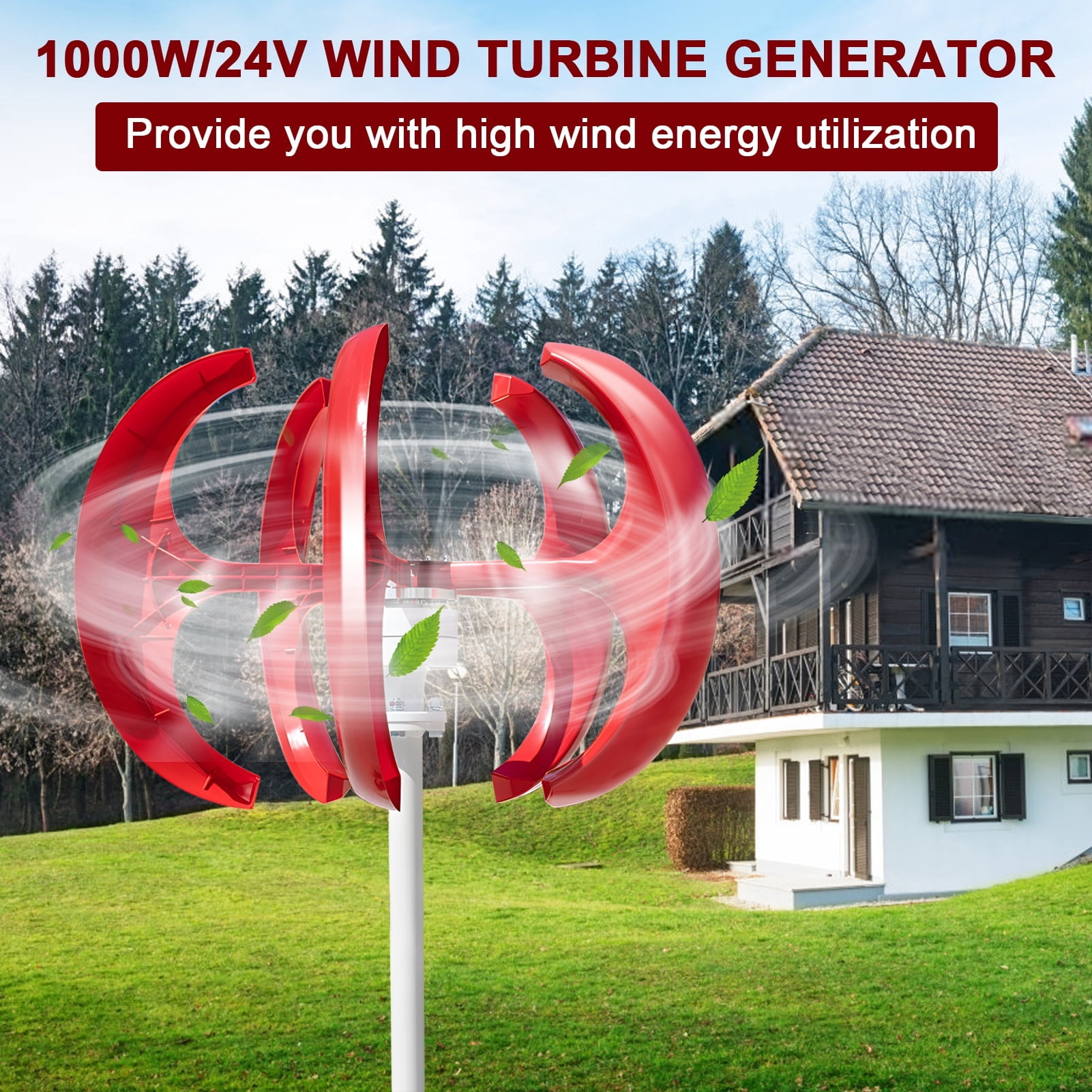 WETLA 1000W Wind Turbine Generator Kit - 12V/24V 5-Blade Portable ...