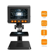 1000X Analog Microscope with 4.3-Inch Screen, 8 Adjustable LED Lights, 2MP Camera, Manual Focus, Rechargeable 2600mAh Battery