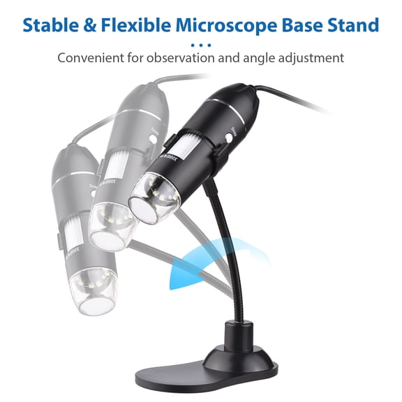 1000X Handheld Digital USB Microscope Camera with Soft Tube Stand, Portable Electronics Magnifier with 8 Adjustable LED Lights for Computer Laptop Circuit Board Inspection, 4.4 x 1.1 in / 11.4 x 3 cm