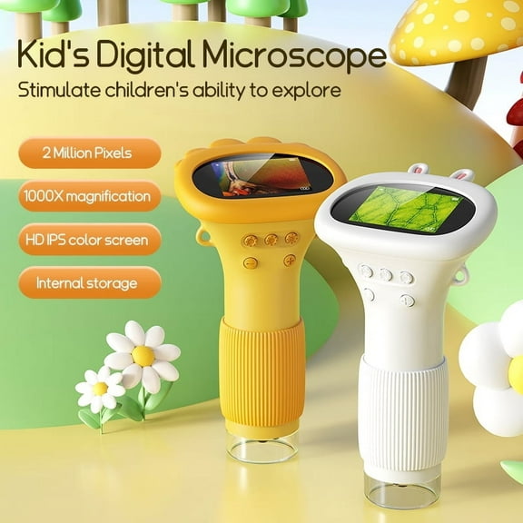 1000X Kids Optical Microscope 2 Inch IPS Screen Handheld HD 2 Million Pixels With 8 LED Light Mini Digital Microscope For Educational Science