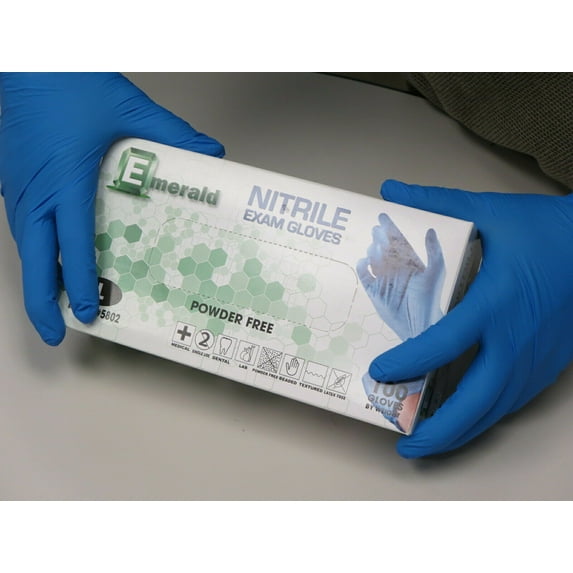 1000ct Emerald Exam Gloves Nitrile 3mil Powder Free and Vinyl Free Nitrile Exam gloves - Small