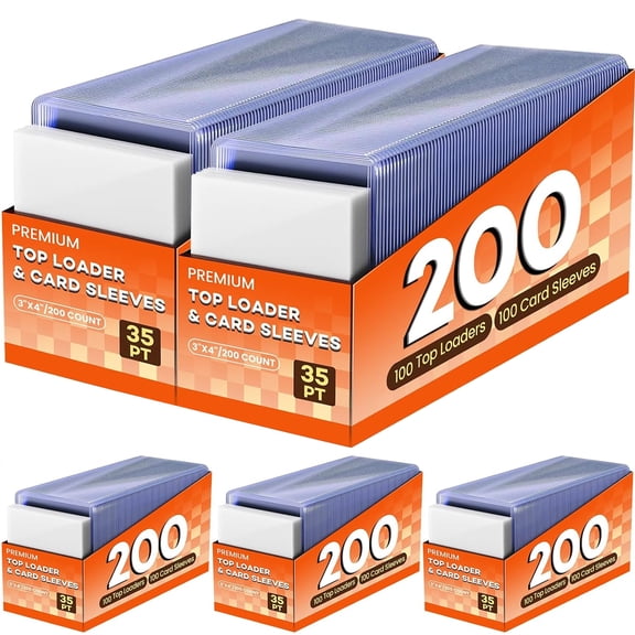 1000ct TopLoader 3 "X4", Baseball card protector Hard plastic, Trading Card Sports Card holder (500 Topload + 500 soft card) with PSA Graded Compatibility, Combined with Card Films for Dual Protectio