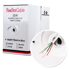 1000ft 22/6 Security Alarm Wire Cable Stranded 6 Conductor 22 AWG White