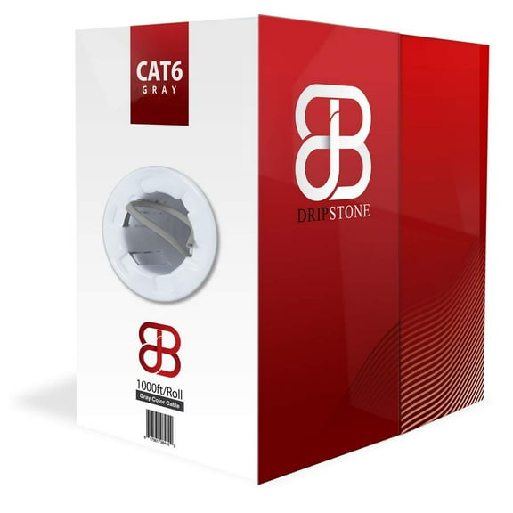 Dripstone Cat6 1000-Feet Premium UTP Solid Cable 23AWG LAN Network Ethernet RJ45 Wire, Gray (600005)