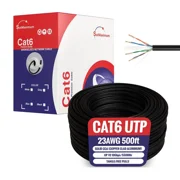 Cat6 Ethernet Cable, 1000ft Bulk Pull Box, 23AWG Solid UTP LAN Wire, 550MHz RJ45 Network Cable, Copper Clad Aluminum CCA, Black, Cables Direct Online