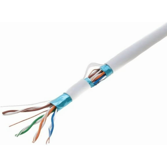 1000ft Cat5e FTP Shielded Solid 24AWG Bulk Network Cable Copper Clad Aluminum Wire Pull Box (White)