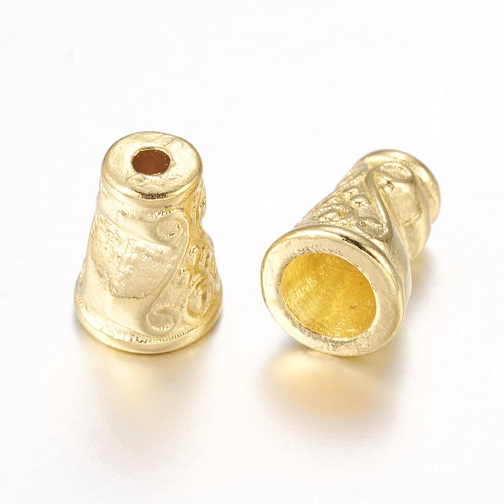 1000g Tibetan Style Alloy Bead Cones Hammered Circular Cadmium Free & Nickel Free & Lead Free Golden 10x7.5mm Hole: 1.7~1.8mm Inner Diameter: 3.5~4mm about 850pcs/1000g