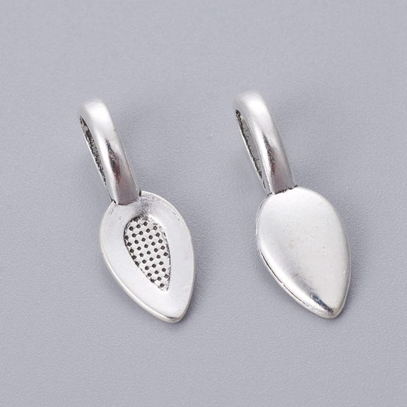 1000g Tibetan Style Alloy Glun-on Flat Pad Bails for Pendants Making Cadmium Free & Lead Free Silver 21x7x6mm Hole: 6x4mm 1330pcs/1000g DIY
