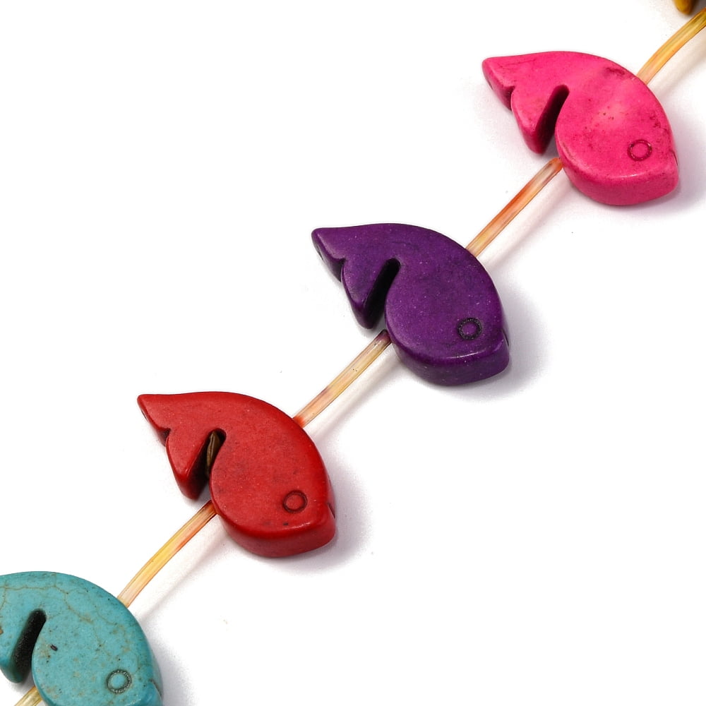 1000g Turquoise Beads Strands Dyed Fish Mixed Color 16x32x7mm Hole: 1mm ...