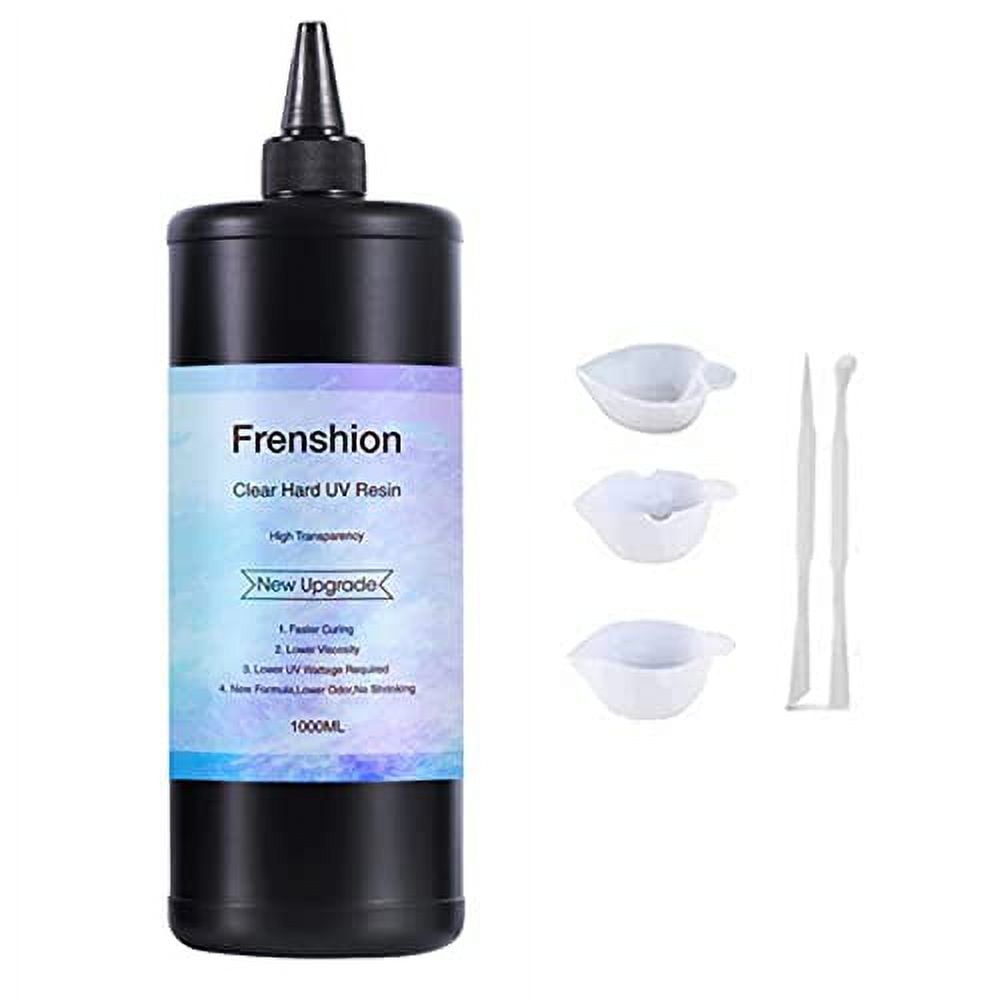 1000g UV Resin-Upgrade I Minute Quick Cure! Hard Type Crystal Clear UV Epoxy Resin Glue +5 Type of Silicone Resin Tool Cup Stick for Jewelry Making Casting & Coating Craft Decoration