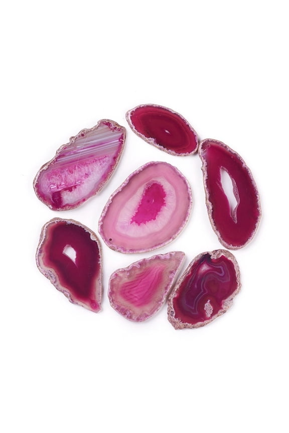 1000gs Agate Pendants Agate Slices Dyed & Heatsd Nuggets Medium Violet Red 48~105x39~68x4~7mm Hole: 1.8~2mm about 25pcs/1000g