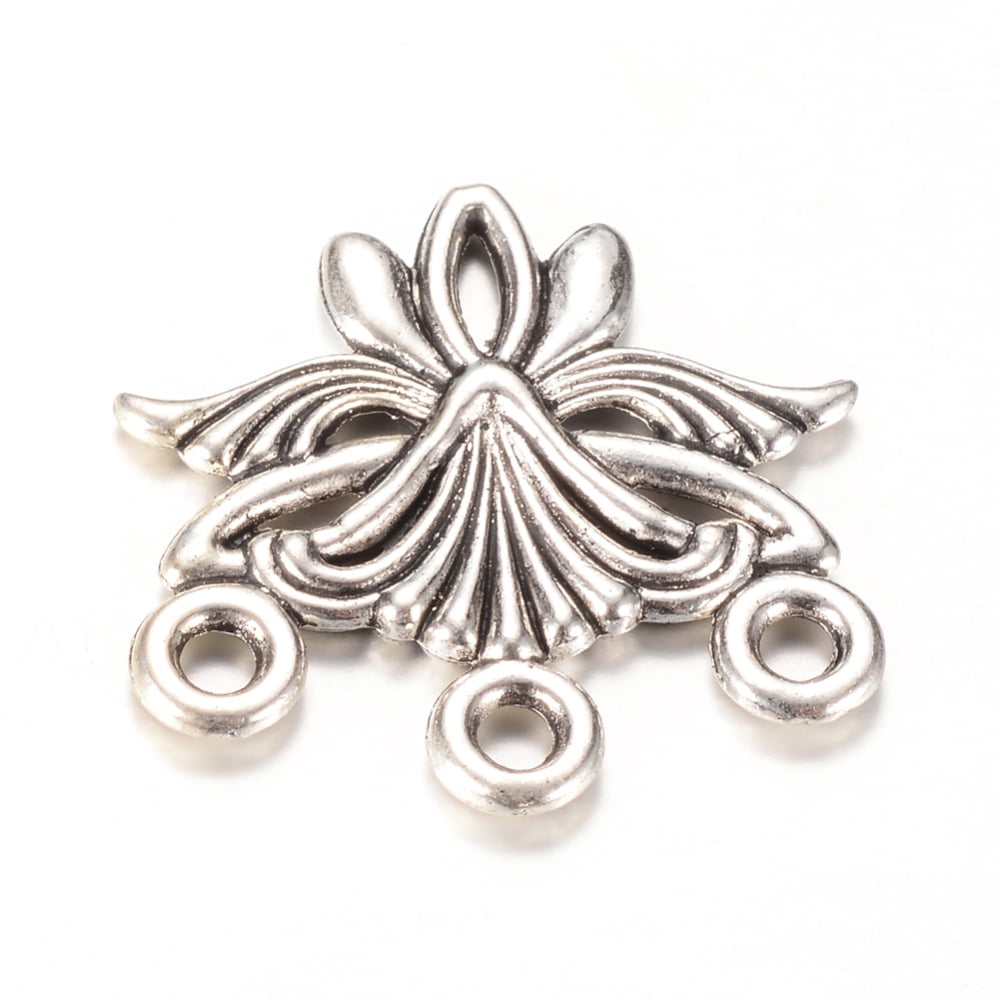 1000gs style Alloy Chandelier Components Links Cadmium Free & Nickel Free & Lead Free Antique Silver 27x27x2.5mm Hole: 2.5mm 6x1.5mm about 285pcs/1000g