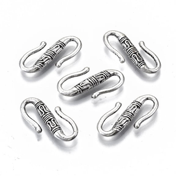 1000gs style Alloy S-Hook Clasps Cadmium Free & Lead Free Antique Silver 22x12x3.5mm about 700pcs/1000g