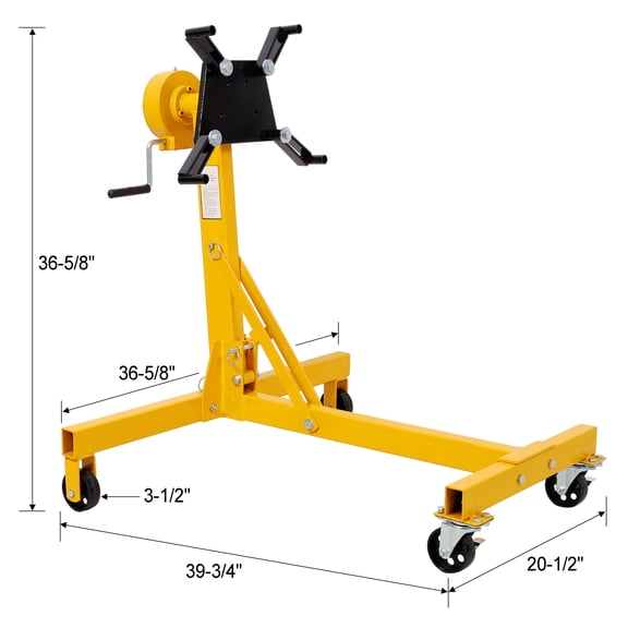 1000lbs Folding Engine Stand,Geared Rotating Head,360 Degree Adjustable Mounting Head,Yellow Color,