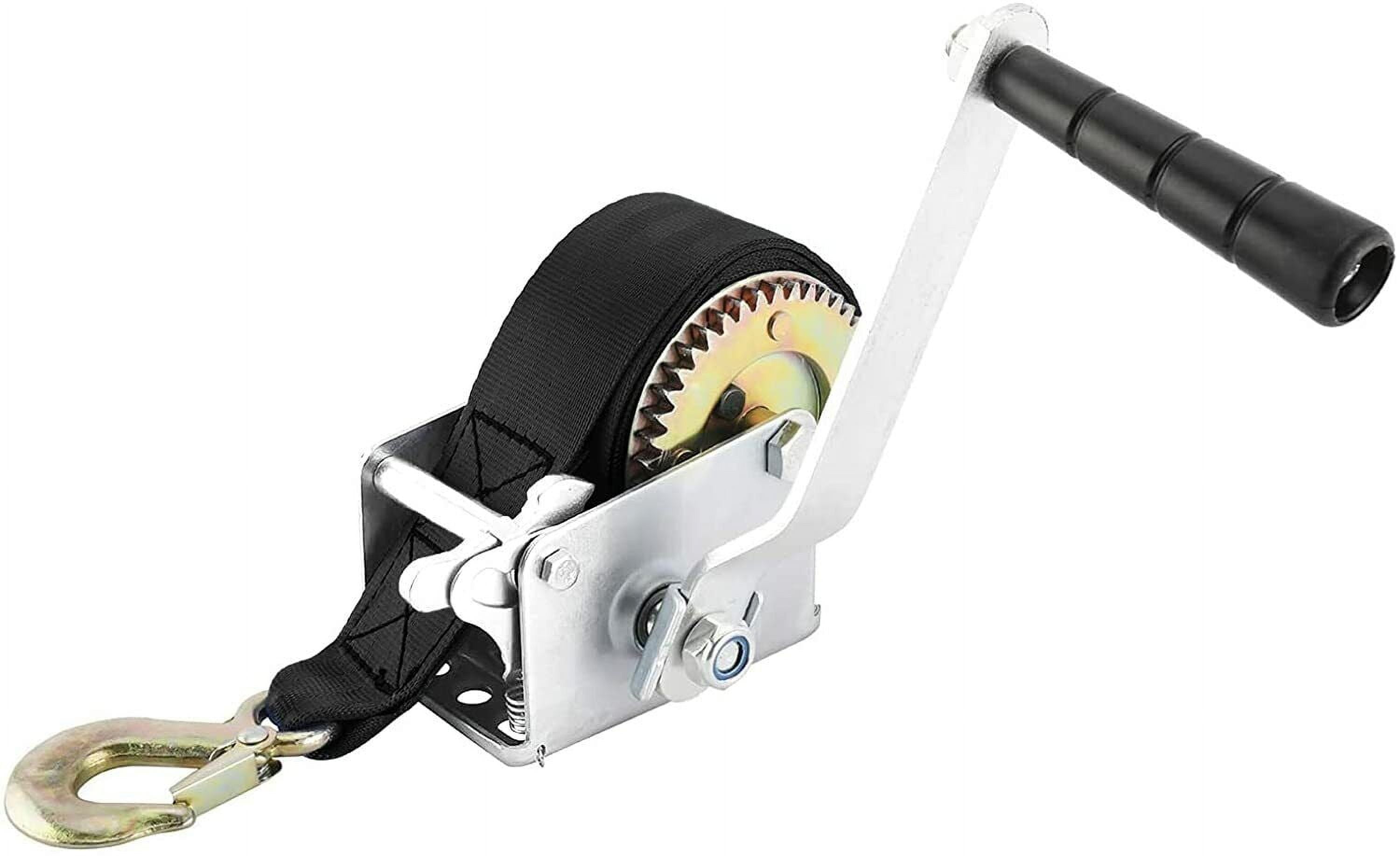 Treuil Manuel 3200 Lbs SPARKWHIZ - Double Vitesse, Sangle Polyester 33 Pi, Parfait ATV Bateau