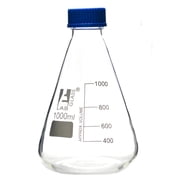 1000mL Glass Erlenmeyer Flask with PTFE Lined Screw Cap, Borosilicate 3.3 Glass - Eisco Labs