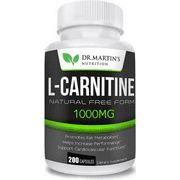 1000mg L-Carnitine 200 Capsules Boost Metabolism & Increase Performance