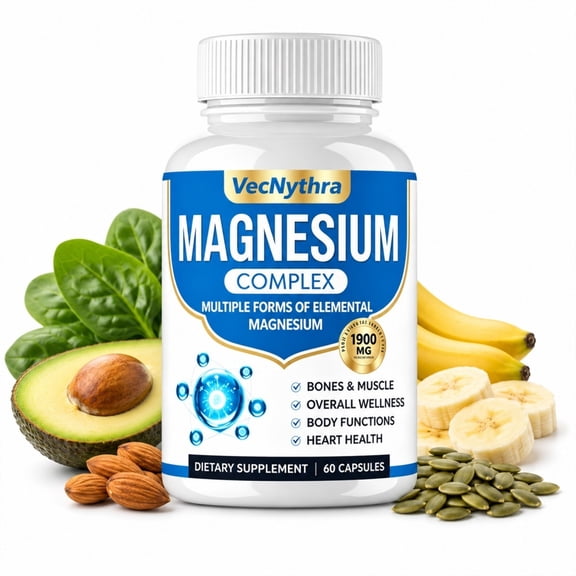 1000mg Magnesium Complex Capsules, Glycinate, Malate and Citrate 60 Vegetable Capsules