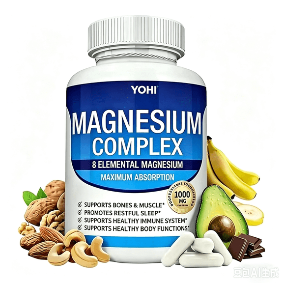 Magnesium Complex 1000mg | 8 Elemental Magnesium for Maximum Absorption | Supports Restful Sleep, Bones, Muscle & Immune Health | 90 Capsules