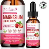 1000mg Magnesium Glycinate Liquid Drop with High Potency Magnesium 500 Glycinate & 500mg Citrate, Sugar Free, Strawberry Flavor