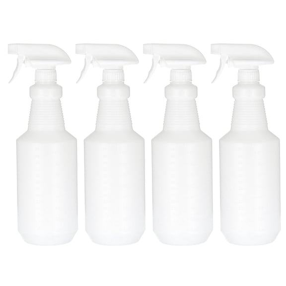 1000ml/32oz Plastic Spray Bottles, 4pcs Adjustable Nozzle Leak Proof Empty Water Mist Stream Sprayer for Cleaning Solutions Plants Hair, White