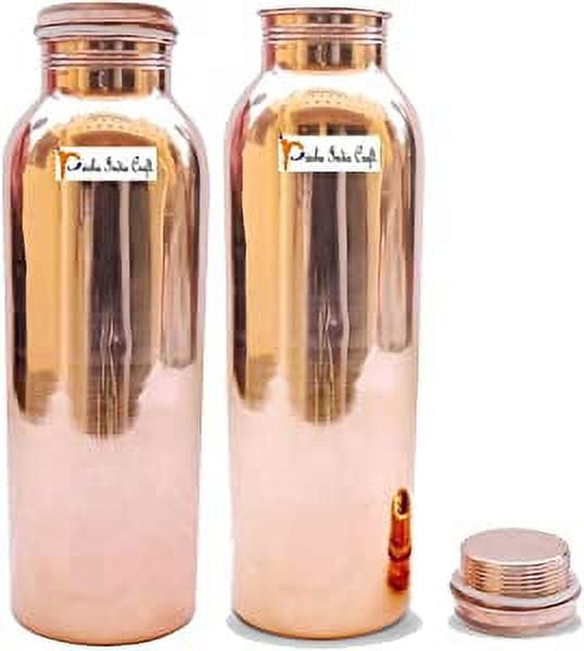 1000ml / 33oz - Set of 2 - Prisha India Craft ® Pure Copper Water Bottle for Health Benefits - | Joint Free, Handmade - Water Bottles - Handmade Christmas Gift