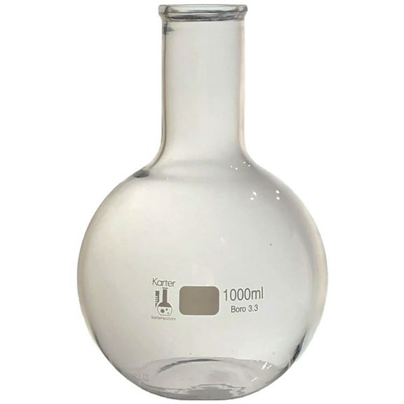 1000ml Boiling Flask, 3.3 Boro. Glass, Flat Bottom, Karter Scientific 250C4 (Pack 1)