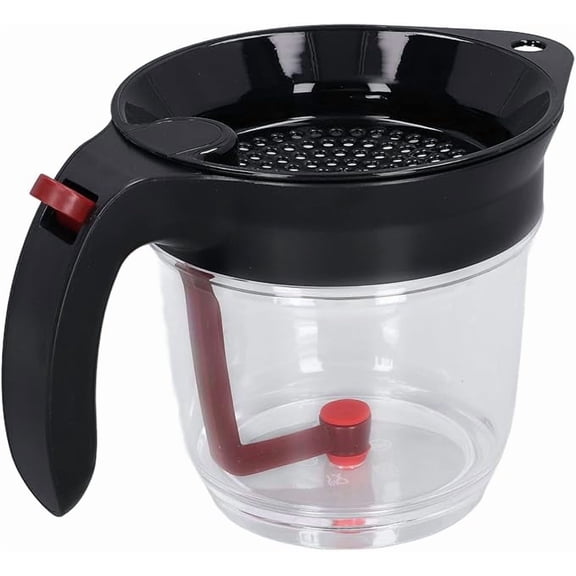 1000ml Capacity Fat Separator Efficiently Removes Grease Strainer Red Button, Heat Portable Gravy Separator for Hot or Cold Fluids