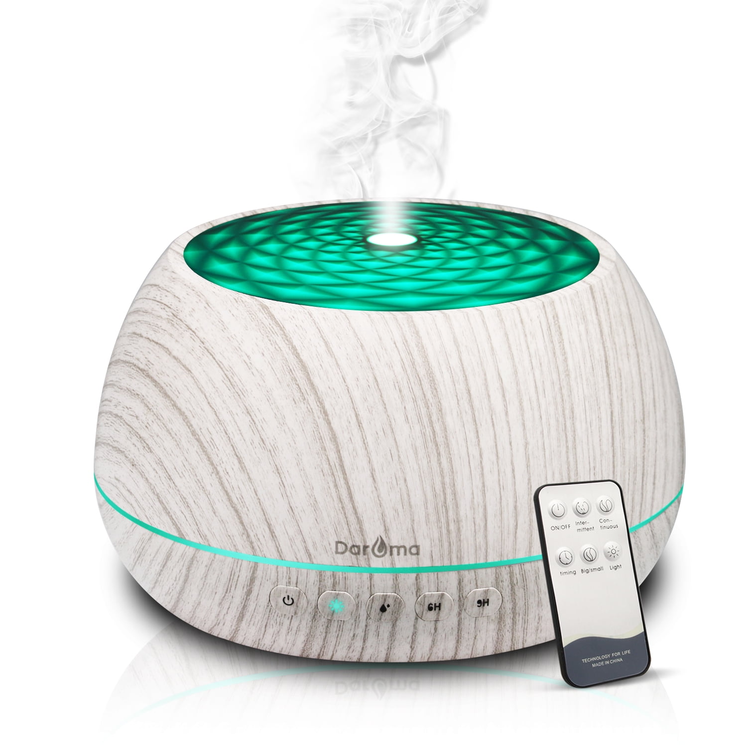 1000ml Essential Oil Diffuser,Daroma Aromatherapy Diffuser With Bluetooth Speaker,Remote Control Aromatherapy Ultrasonic Cool Mist Humidifier, 7 Color Unique Mood Lights & Waterless Auto-Off,WhiteWood