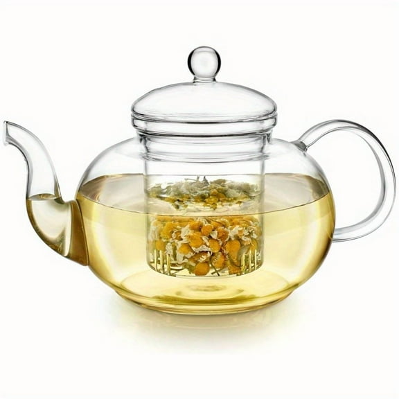1000ml Glass Teapot Set with Removable Infuser & 4 Cups, 33.8oz Stovetop & Microwave Safe Tea Pot for Loose Leaf/Blooming Tea, Gift Box Packaged