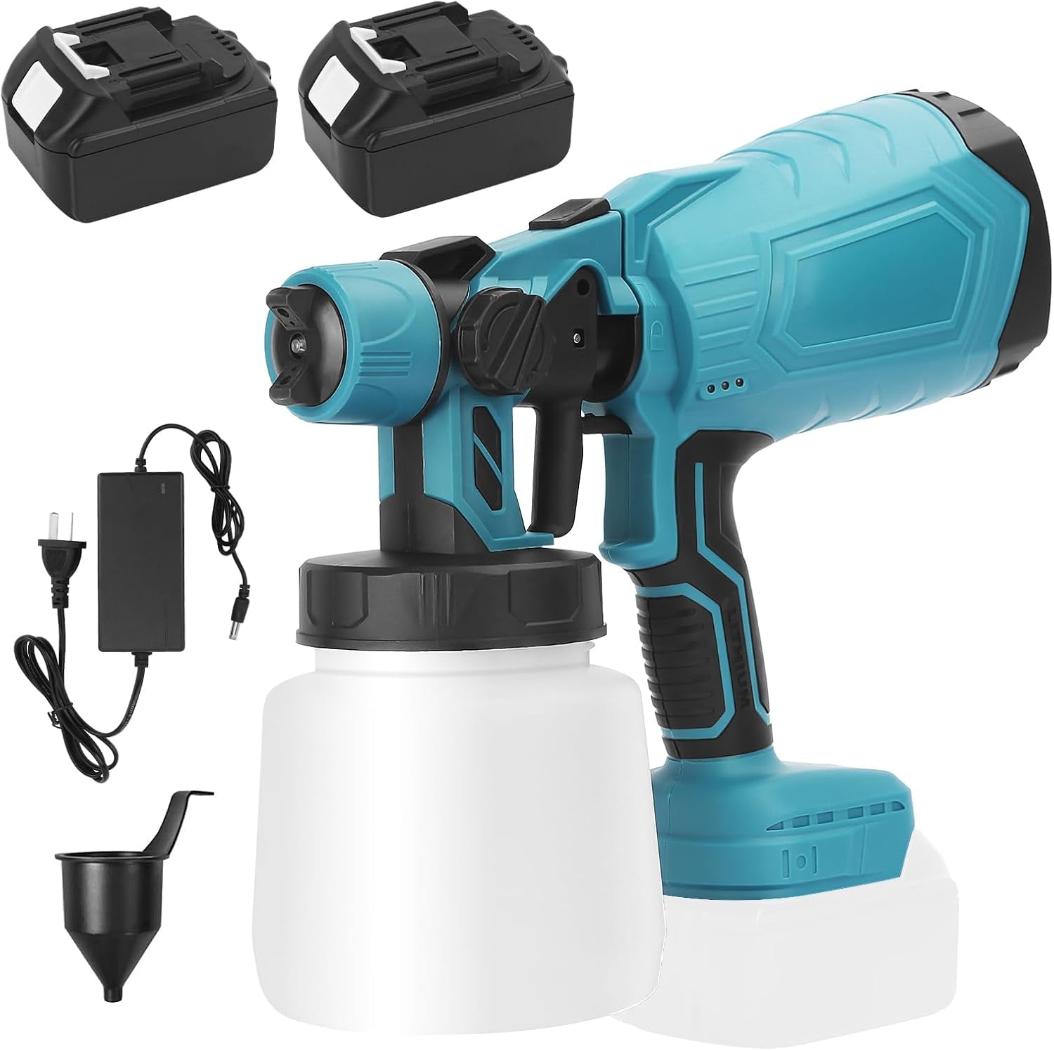 iToolMax 800W, 21V, Blue Cordless HVLP Paint Sprayer, 1000ml Volume Capacity, 3 Spray Patterns, 5 Pieces