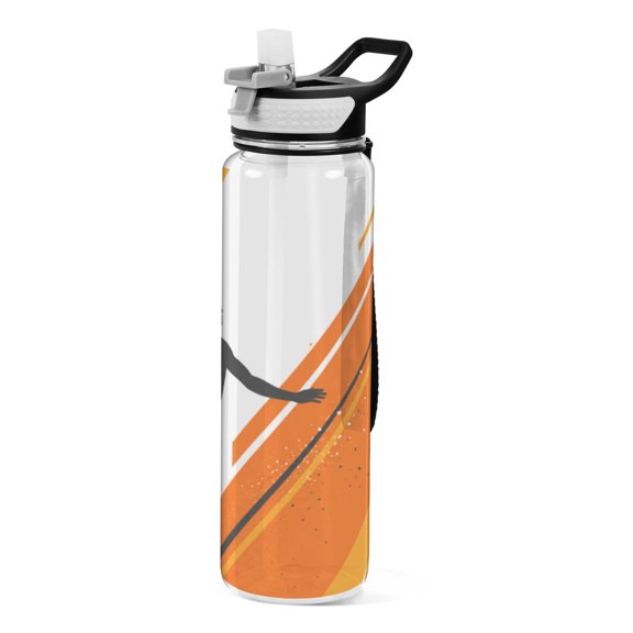 1000ml No Leak Sport Bottle with Straw, Flip Lid Water Cup, Orange Dunk Printed