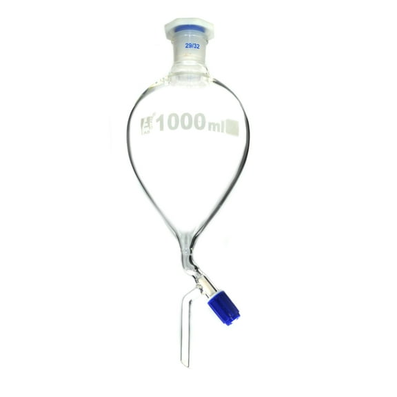 1000ml Separating Funnel - Pear Shaped Borosilicate Glass - Rotaflow Stopcock - Eisco Labs