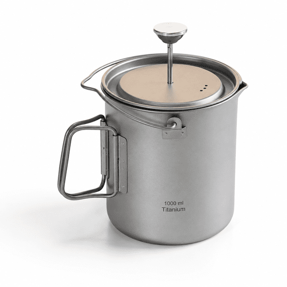 1000ml Titanium Press Coffee Maker for Outdoor Camping Hiking
