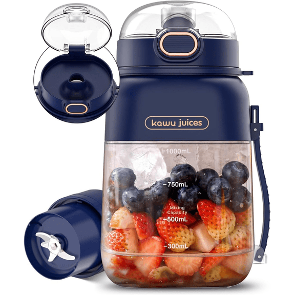 1000ml wireless portable blender, fully charged for 8 cups, 1L large capacity, hexa-blade power, 4 size options,Detachable Leakproof 3-in-1 Modes 1pc