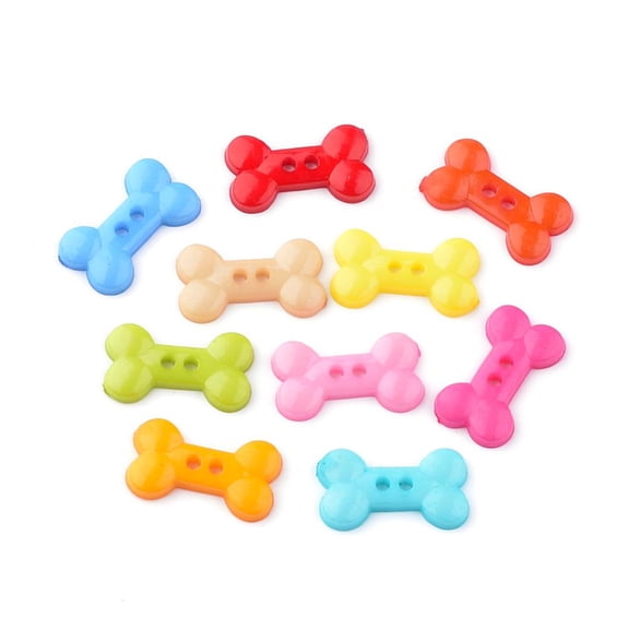1000pc 2-Hole Acrylic Buttons Bone Mixed Color 18x10x2mm Hole: 1.5mm