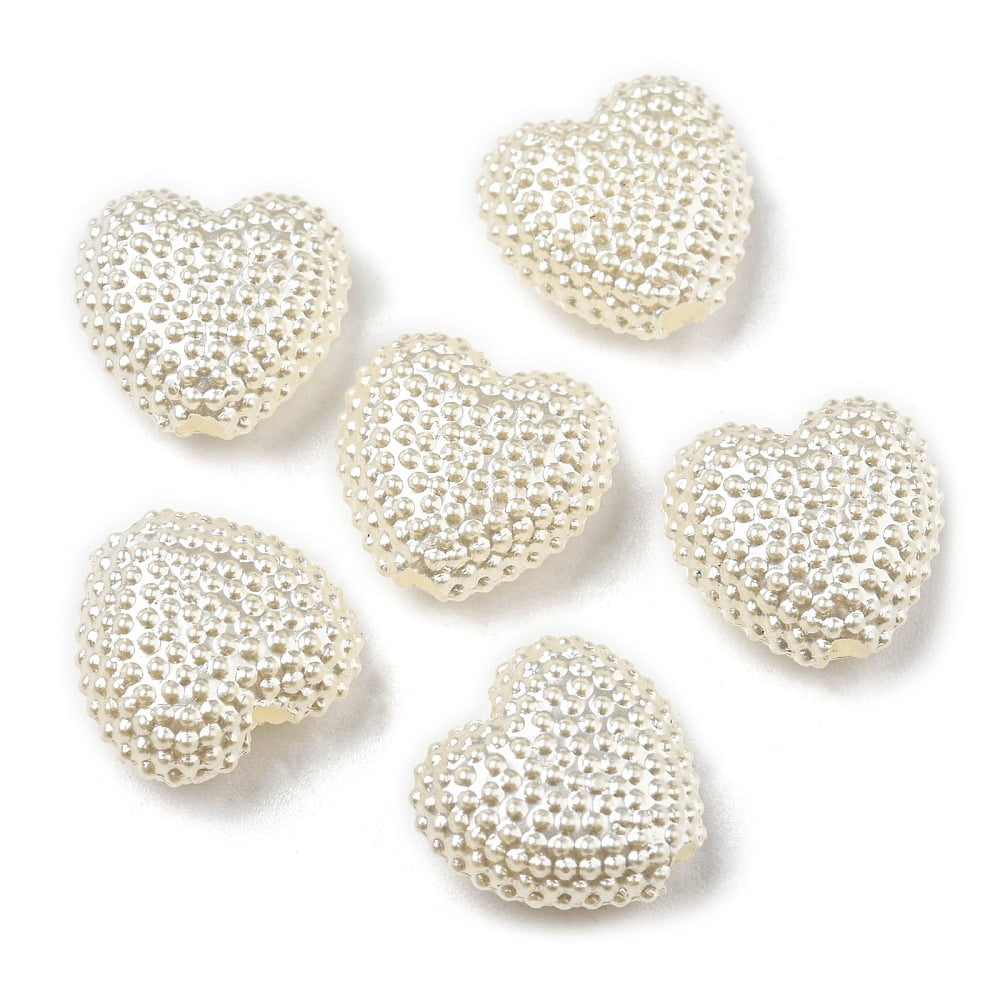 1000pc ABS Imitation Pearl Beads Heart 11x12x5mm Hole: 2mm