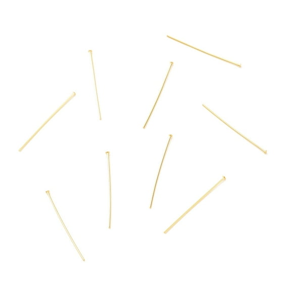 1000pc Brass Flat Head Pins Long-Lasting Plated Real 18K Gold Plated 25x0.5mm Head: 1mm