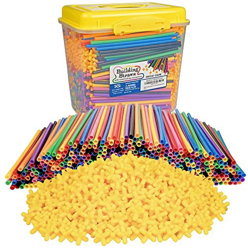 1000pc Building Straws & Connectors Set for Kids - STEM Educational  Construction Toy Includes Assorted Colors & Interlocking Connectors - Helps