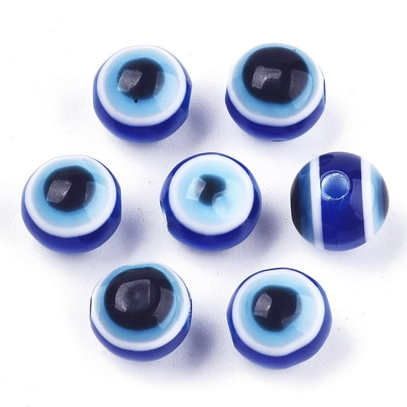 1000pc Evil Eye Resin Beads Round Royal Blue 8x7mm Hole: 1.5mm DIY