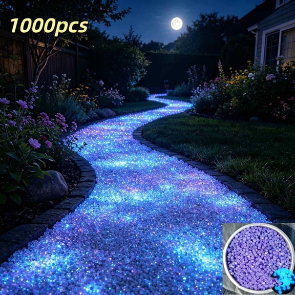 1000pc Glow in The Dark Stones Rocks for Garden Luminous Pebbles Glow Stones Glowing Rocks Outdoor Luminous Stone for Fish Tank Garden Patio Aquarium Walkway Driveway