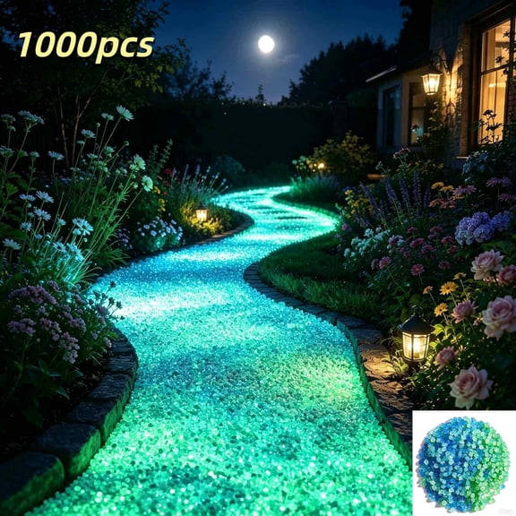 1000pc Glow in The Dark Stones Rocks for Garden Luminous Pebbles Glow Stones Glowing Rocks Outdoor Luminous Stone for Fish Tank Garden Patio Aquarium Walkway Driveway