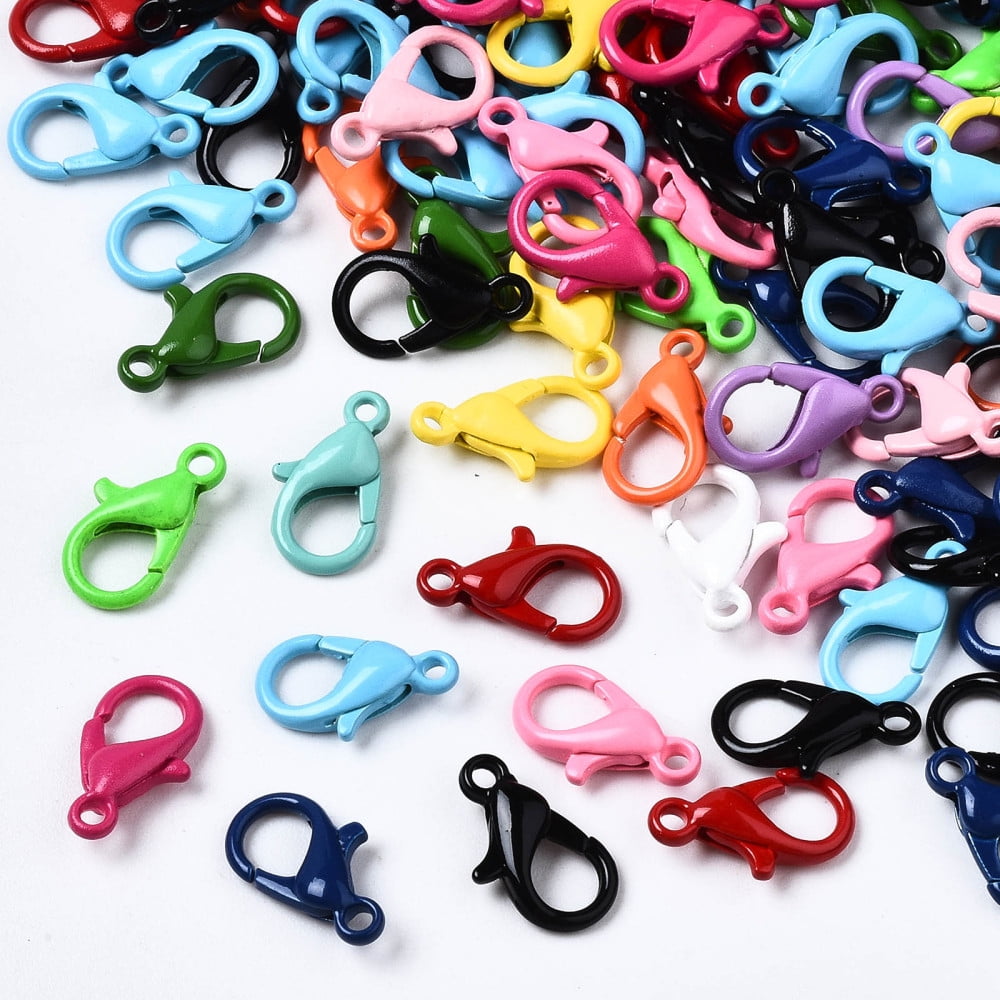 1000pc Spray Painted Eco-Friendly Alloy Lobster Claw Clasps Cadmium Free & Nickel Free & Lead Free Mixed Color 12.5x8x3mm Hole: 1.2mm