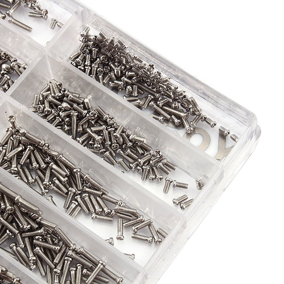 1000pc Stainless Steel Micro Screw Set for Watch, Clock & Eyeglass Repair 1.6-5.5mm