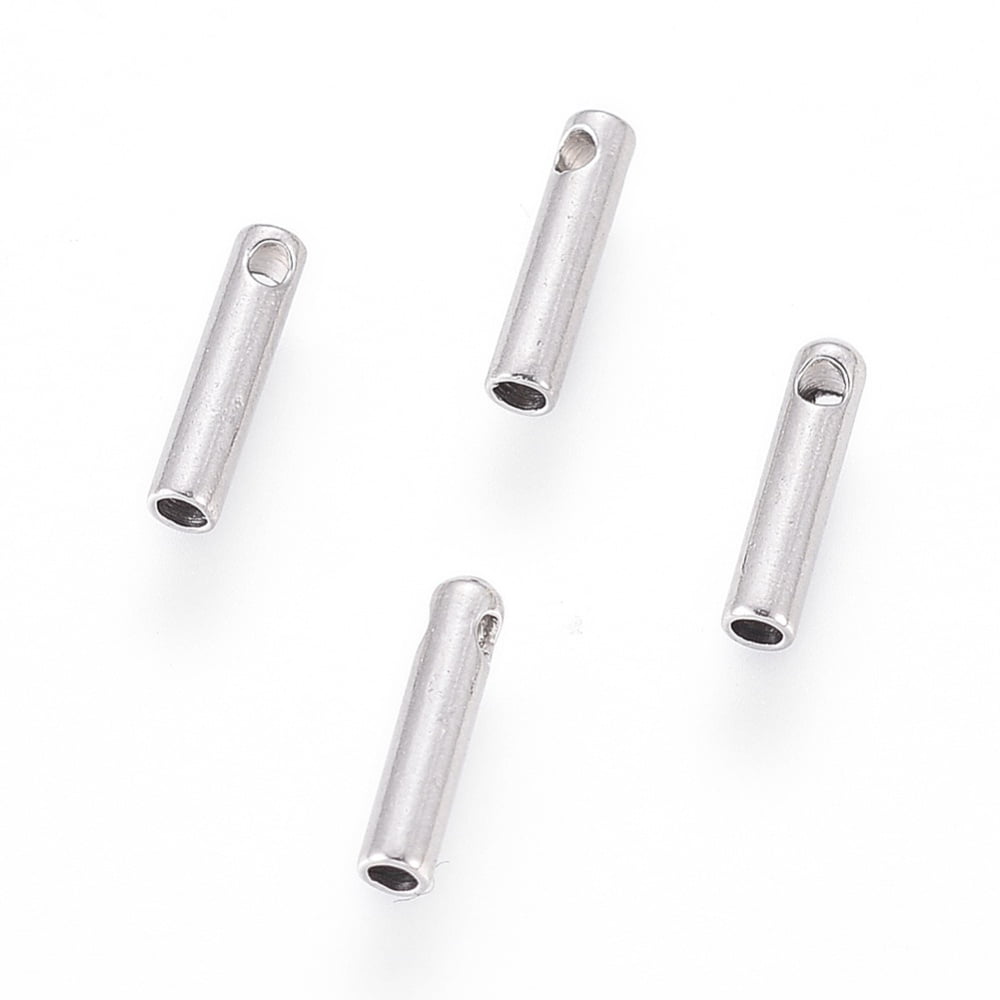 1000pc Tarnish Resistant 304 Stainless Steel Cord Ends End Caps Column Stainless Steel Color 7x1.6mm Hole: 0.6mm Inner Diameter: 1mm