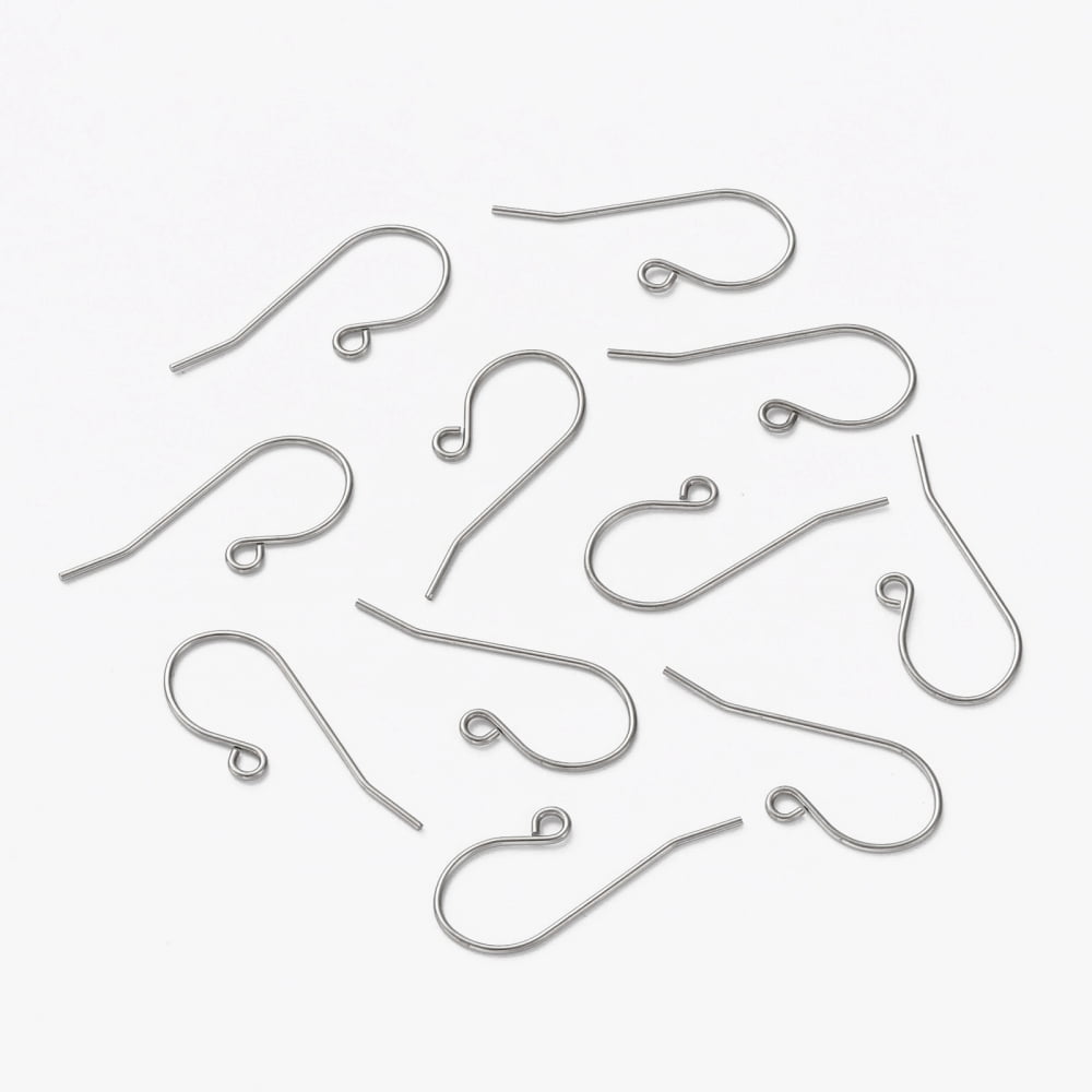 1000pc Tarnish Resistant 304 Stainless Steel Earring Hooks Ear Wire with Horizontal Loop Stainless Steel Color 28mm Hole: 1.8mm 20 Gauge Pin: 0.8mm