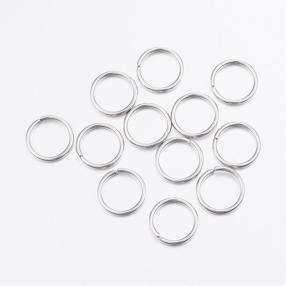 1000pc Resistant 304 Stainless Steel Open Jump Rings Stainless Steel Color 13x1.5mm Inner Diameter: 10mm