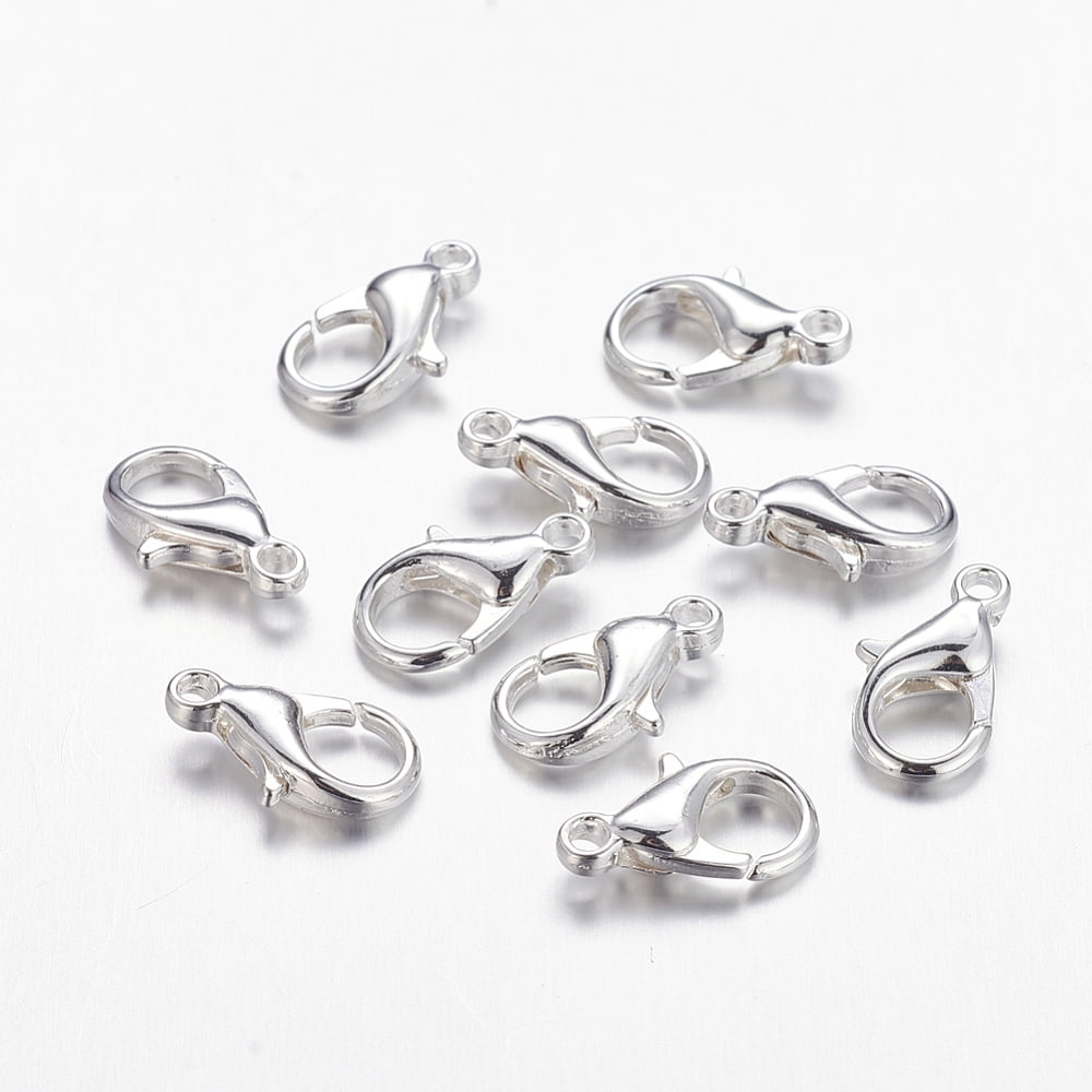 1000pc Zinc Alloy Lobster Claw Clasps Cadmium Free & Nickel Free & Lead Free Silver Color Plated 10x6mm Hole: 1mm